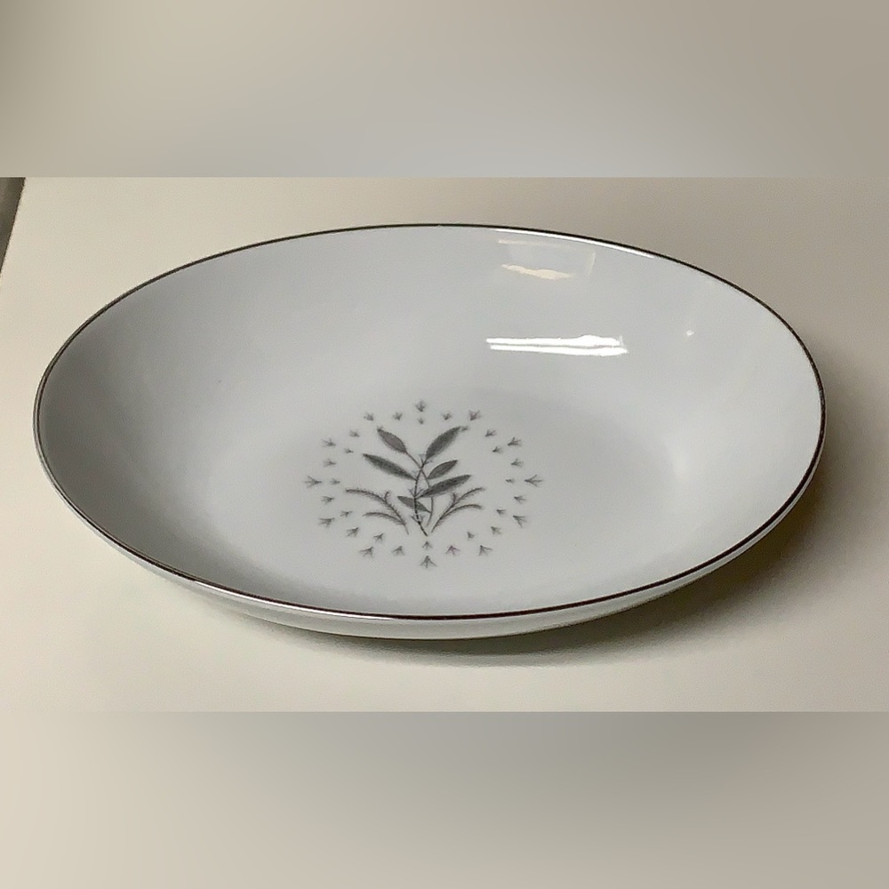 Vintage Discontinued Amcrest Roberta Silver Trim Fine China Oval Vegetable Bowl